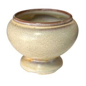 Frankoma 22S Footed Bowl Pottery Honey Drip Speckled Mid-Century Modern